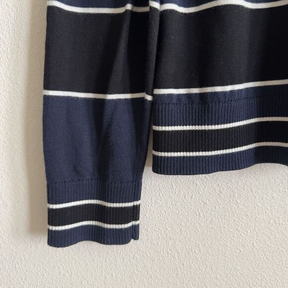 Brooks Brothers Sweater Womens Large Navy Striped Button Up Cotton Preppy Office - Picture 8 of 13